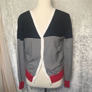 Cielo Jeans California Cárdigan soft Navy Red White stripe Button down Size  XL